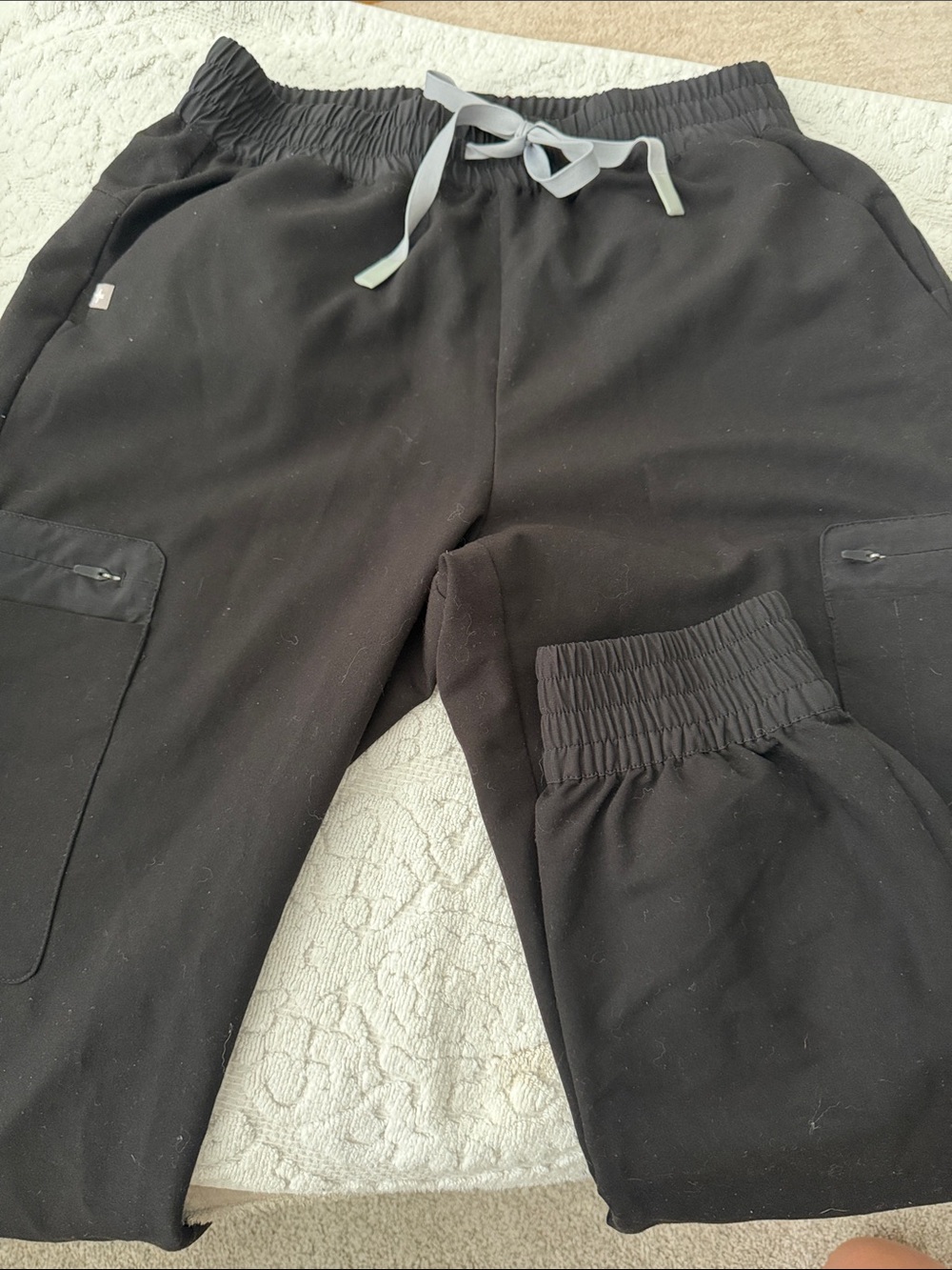 Figs Women's Black Cargo Jogger Pants with Drawstring